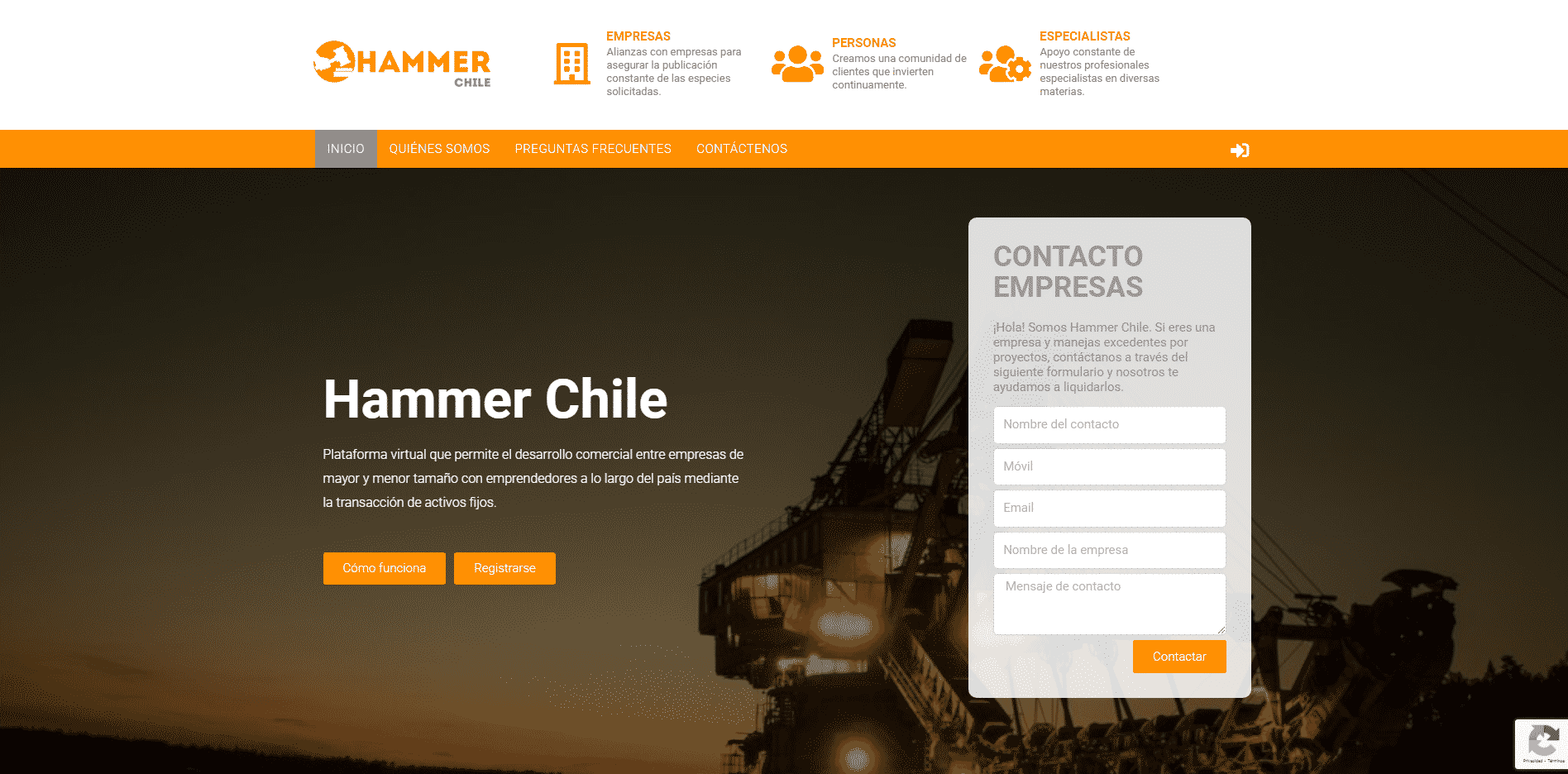Hammer Chile 1 Plataforma web de remate de activos fijos de Hammer Chile