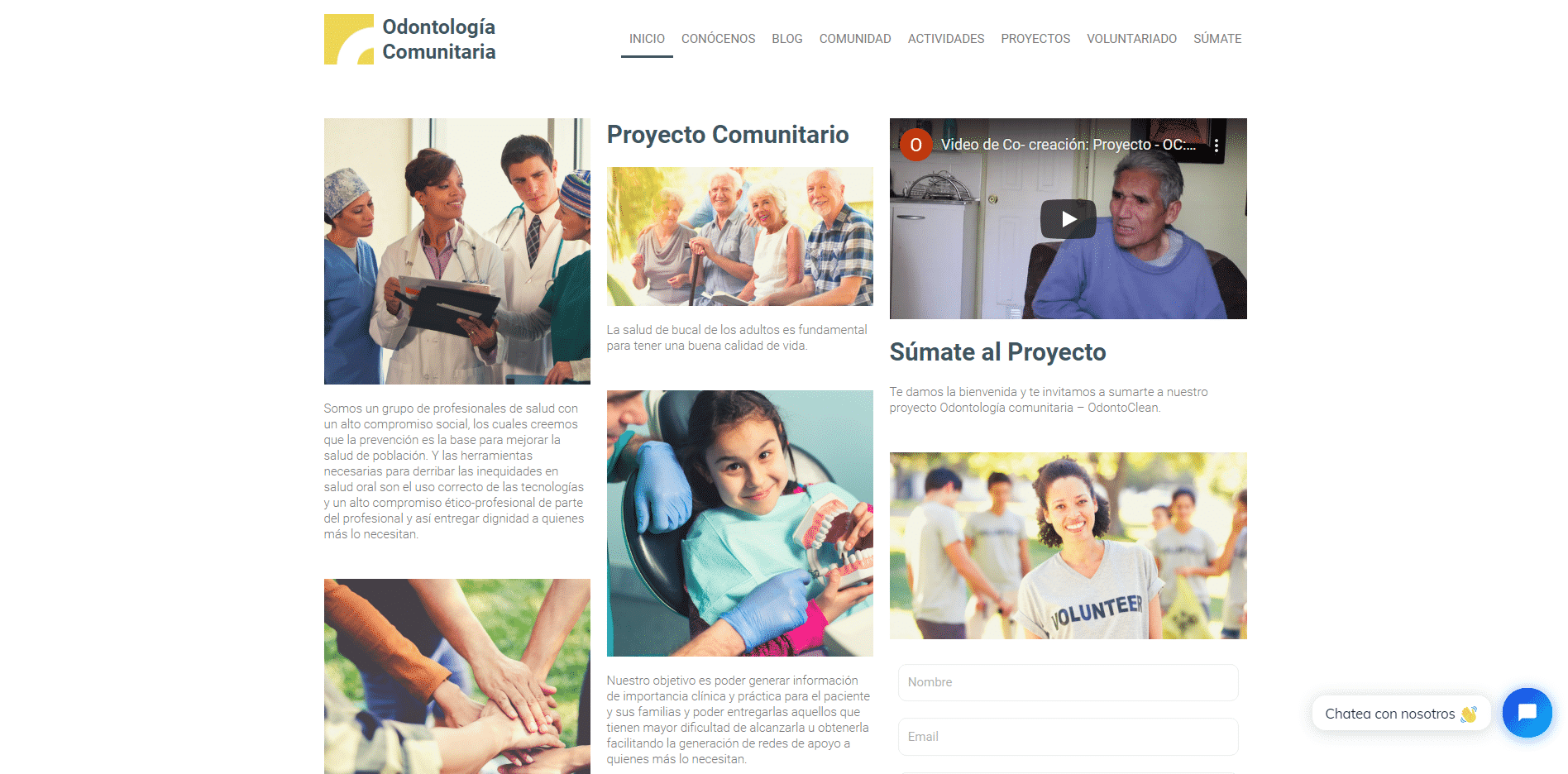 Odontología Comunitaria 1 Sitio web del proyecto de salud oral comunitaria OdontoClean