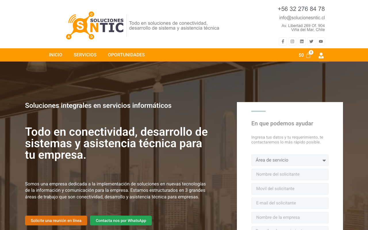 Proyecto Soluciones NTIC 1 Portada del sitio de Soluciones NTIC, soporte TI para empresas